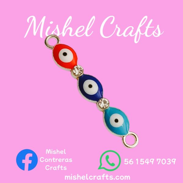 Dije pulsera ojo turco tricolor brillos plata