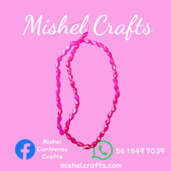 Cuenta cristal gota #4 rosa fiusha