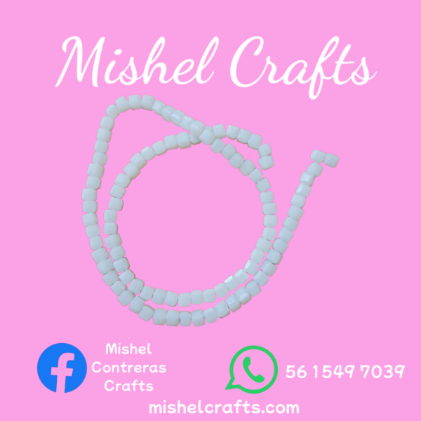 Cuenta cristal cubo  #4 blanco matte